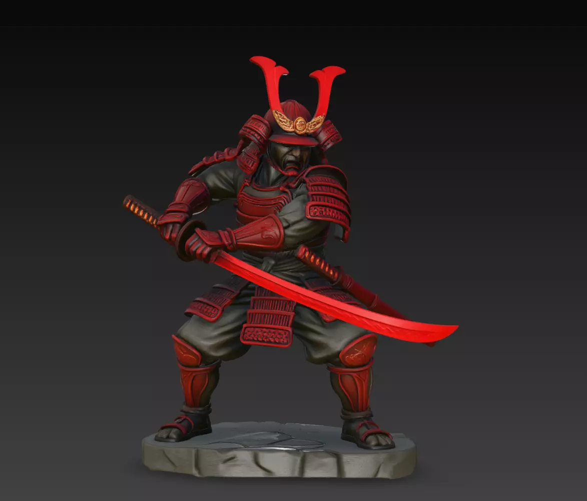Akakiba Crimson Ronin Katana Warrior Statue STL Print Model 3D print model