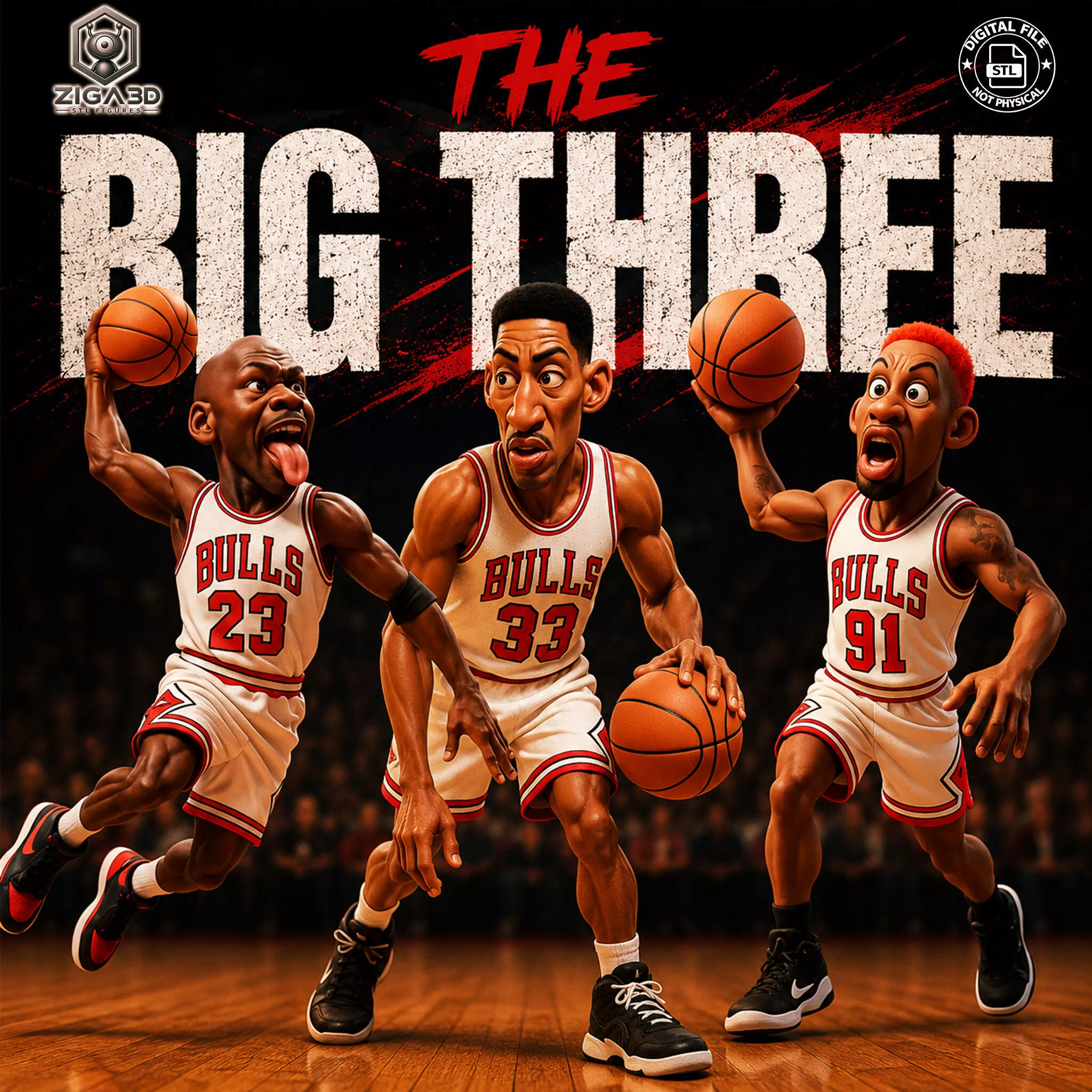 Legendary Basketball Trio STL Bundle Stylized Sports Player 3D print model