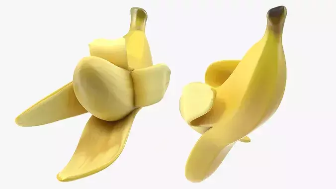 Fresh Peeled Banana Model 3D model 2