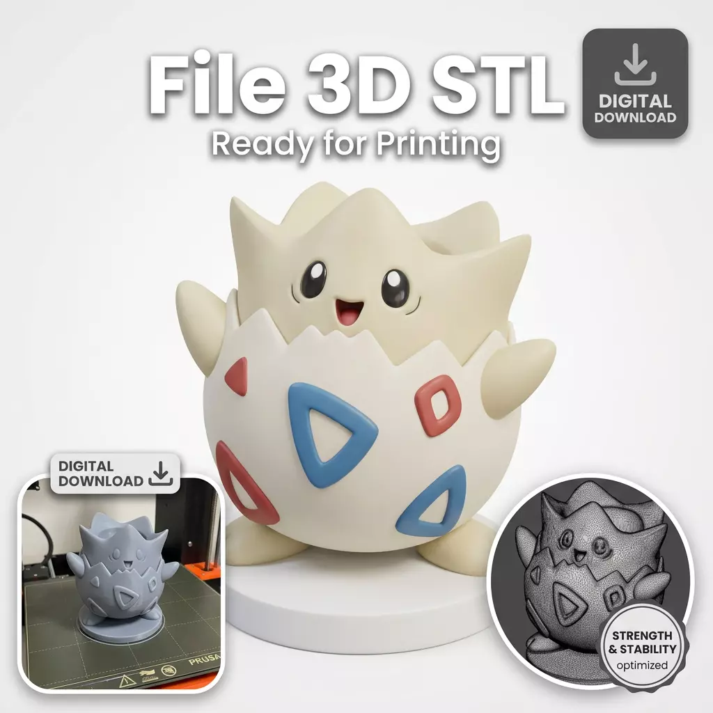 Cute Togepi Planter Pen Holder STL for 3D Printing 3D print model