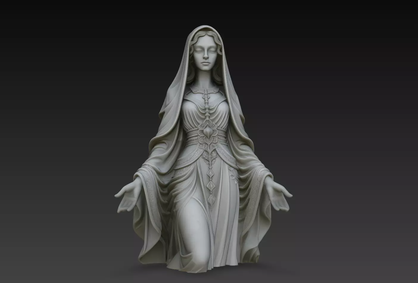 Veiled Moon Priestess Sculpture STL 3D print model