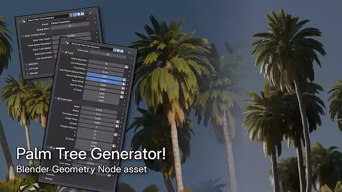 Blender 4 Palm Tree Generator Geometry Node 3D model | CGTrader