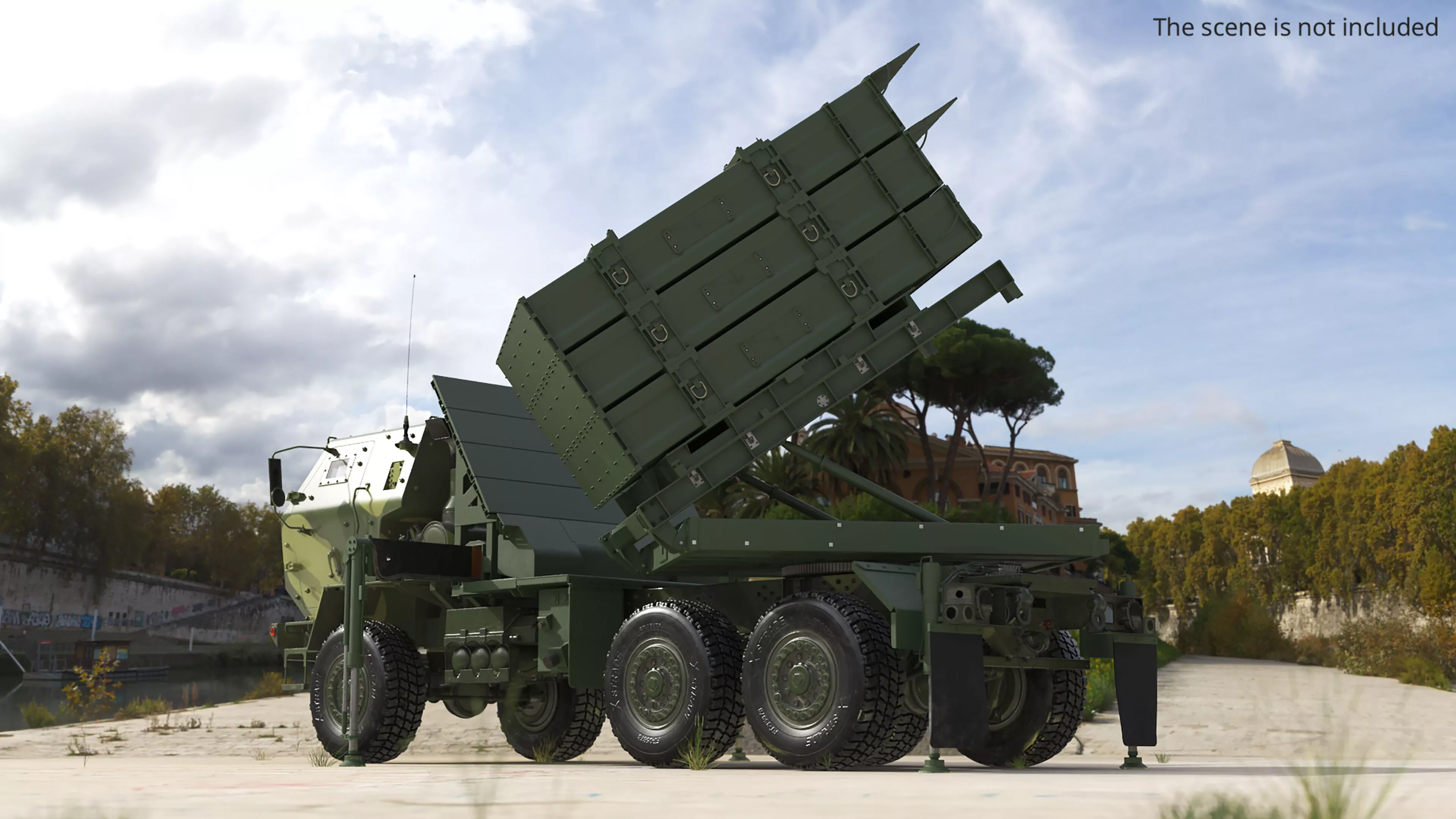 Military MLRS Launcher Module Rigged 3D model