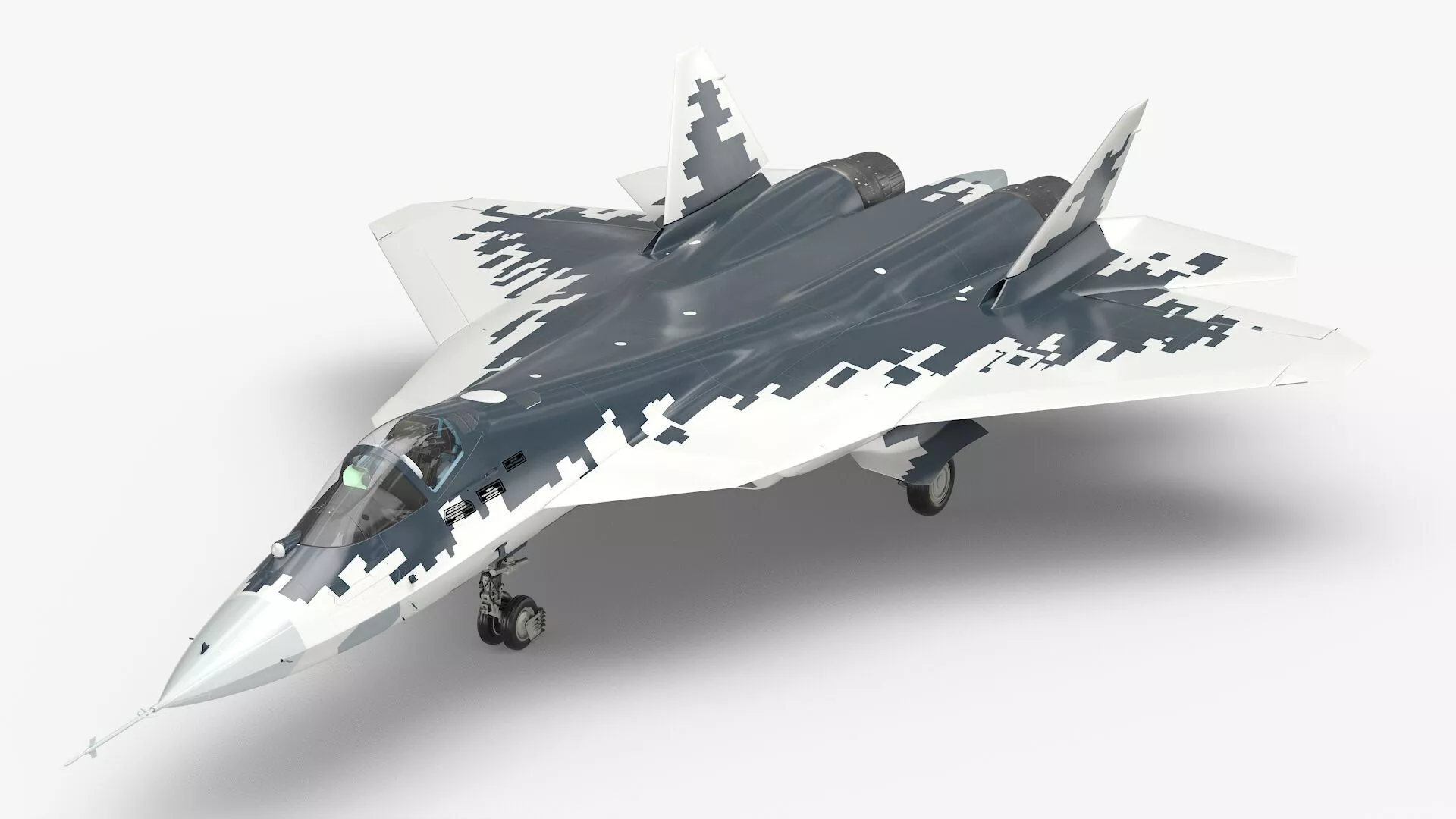 Multirole Stealth Aviation Vehicle Grey White Camo Rigged C4D 3D model