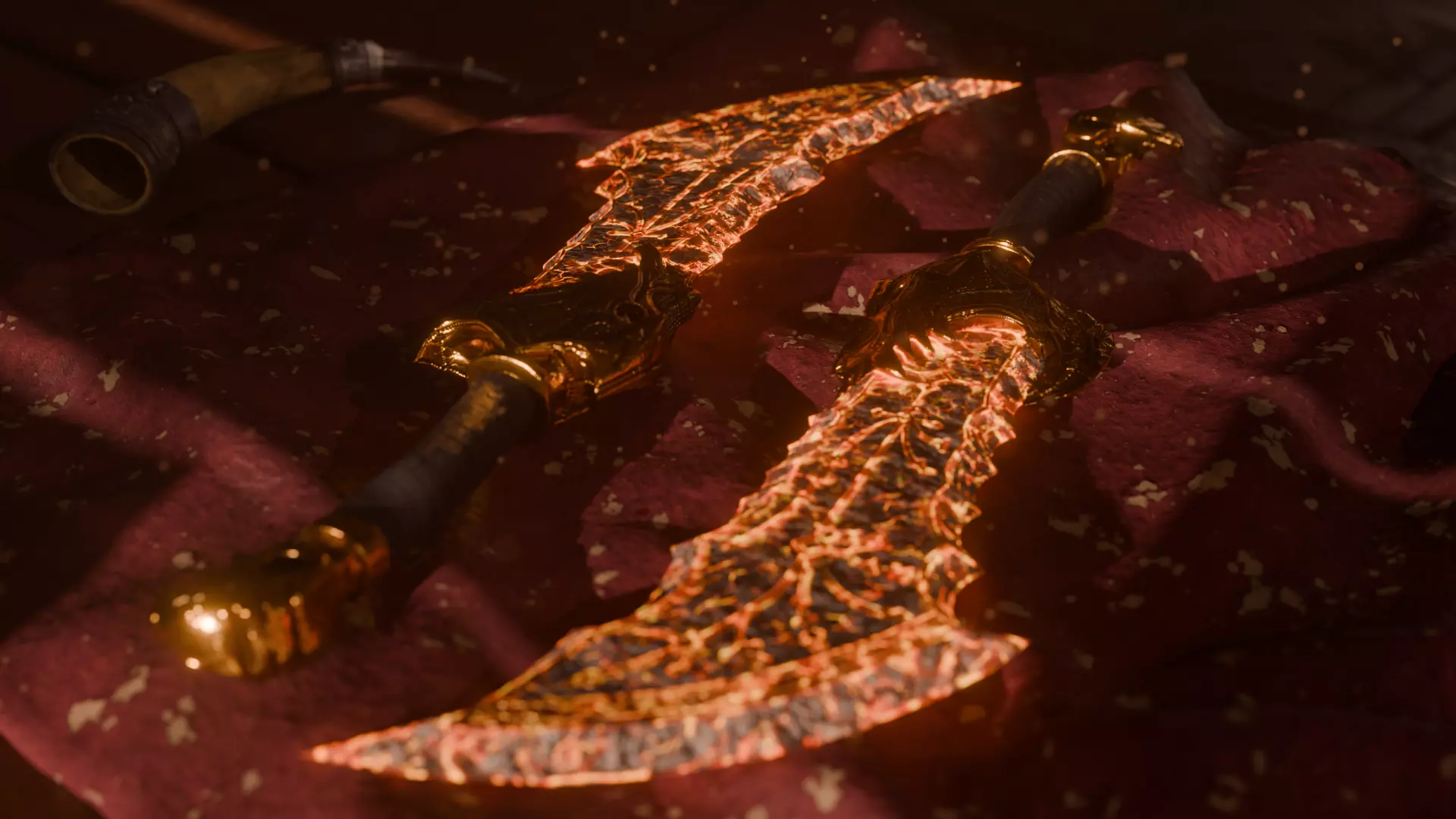 Infernal Chaos Blades Fantasy Weapon Set Low-poly 3D model