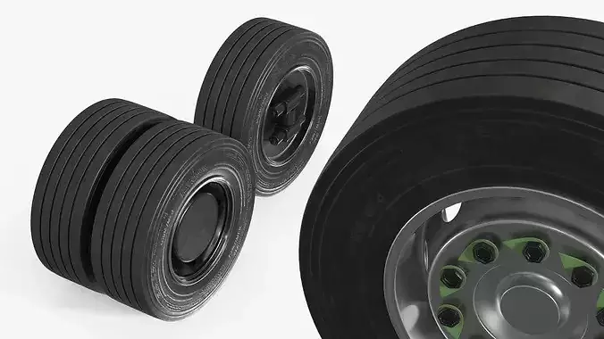 Industrial Transport Wheels with Radial Tires 3D model 4