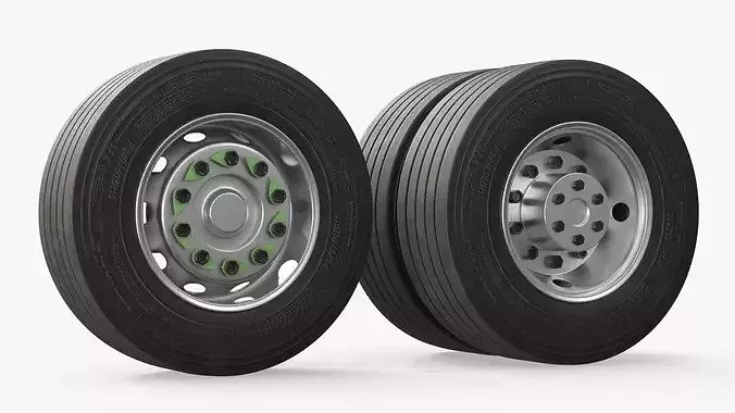Industrial Transport Wheels with Radial Tires 3D model 3