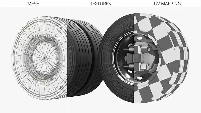 Industrial Transport Wheels with Radial Tires 3D model 7