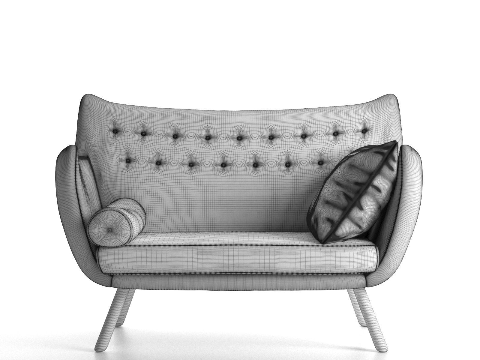 2 Seater Sofa 3D model_3