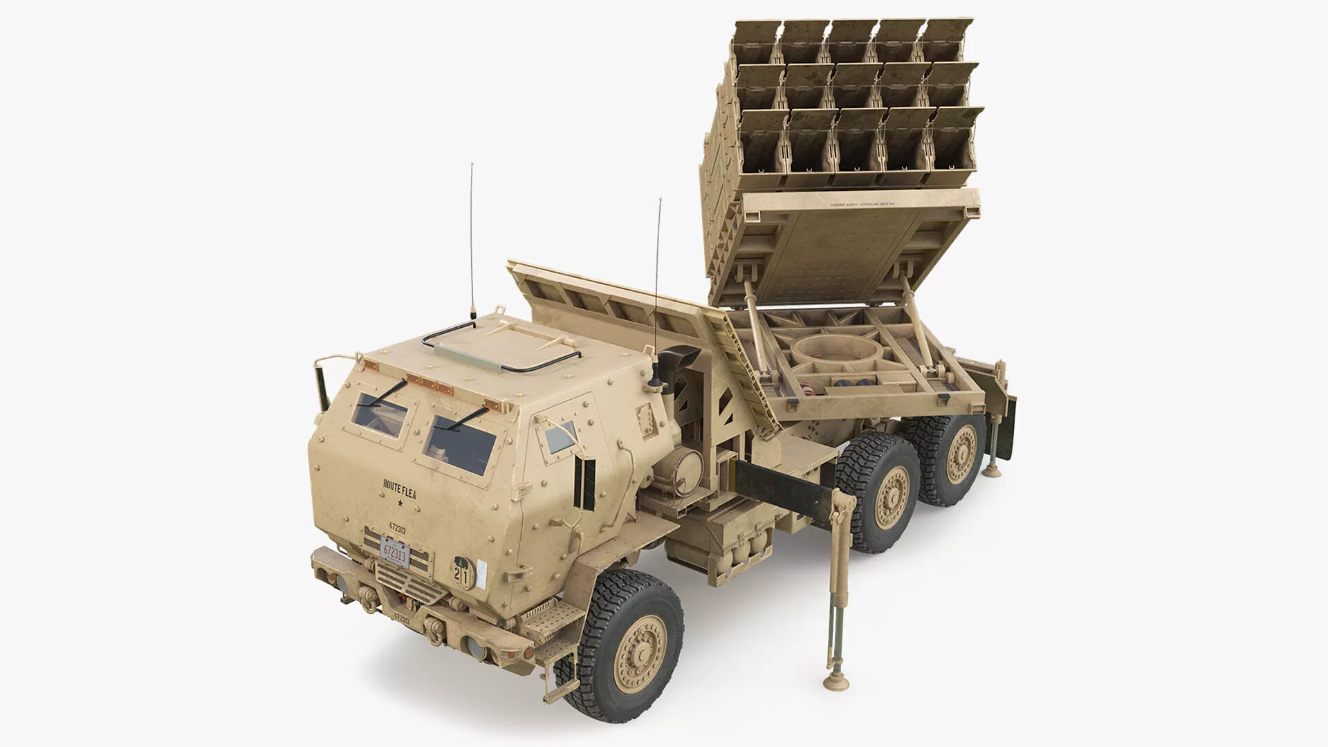Multi Mission Launcher Vehicle Desert Rigged 3D model