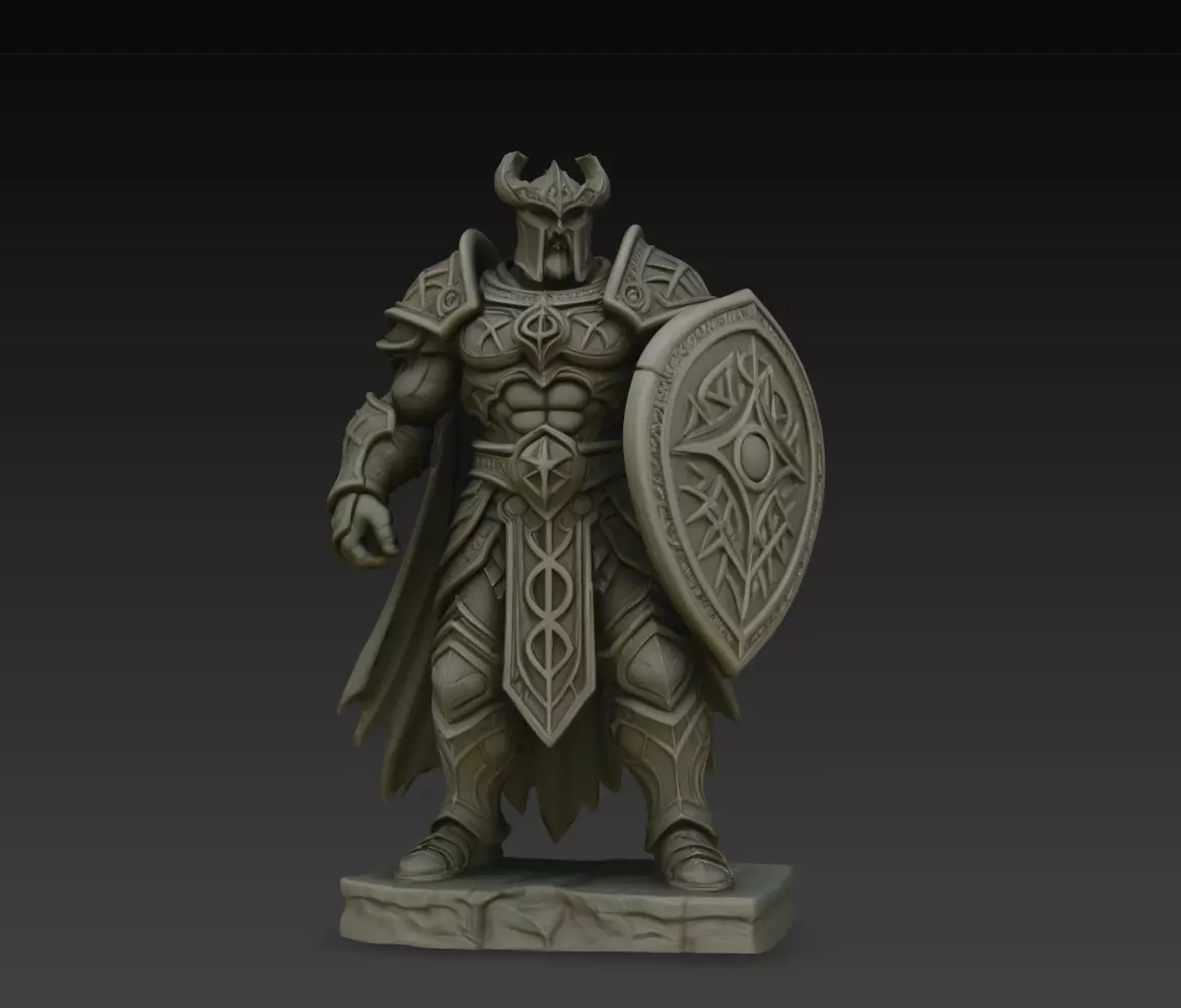 Horned Shield Guardian Warrior Statue STL Print Model 3D print model