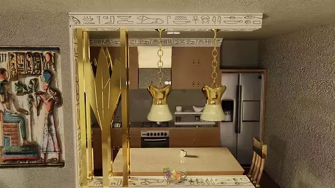 Neo-Pharaonic Open Living 3D model 5