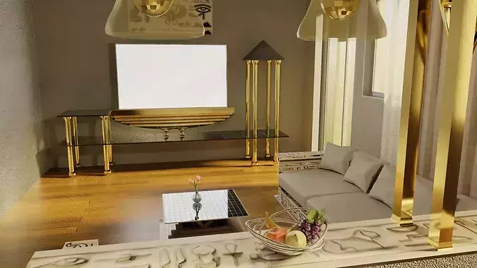 Neo-Pharaonic Open Living 3D model 7