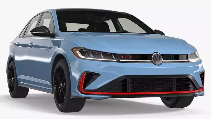 2026 Volkswagen Jetta GLI Sedan Monterey Blue Pearl 3D model 7