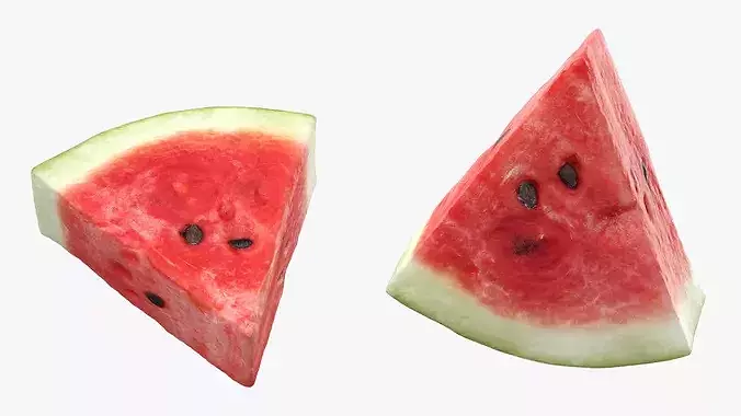 Fresh Food Watermelon Half with Cut Slices 3D model 7