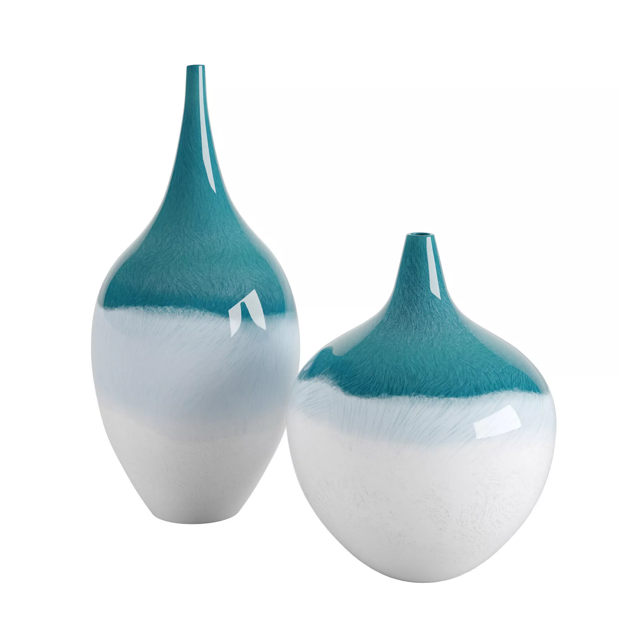 Carla Teal White Vases 3D model