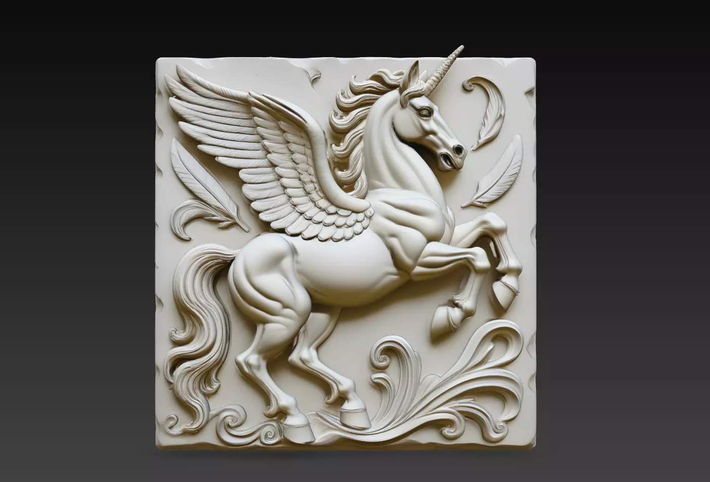 Alicorn Celestial Feather Relief STL Fantasy Wall Plaque 3D print model