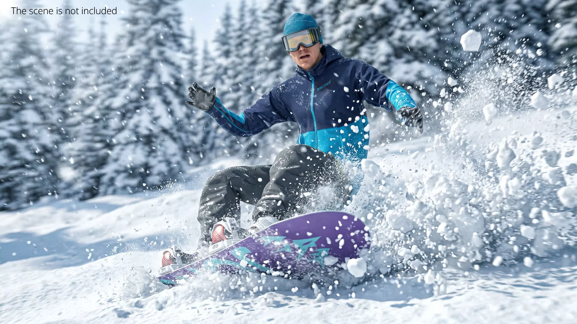 Snowboarder Downhill Carving Animated Rigged For Maya 3D model