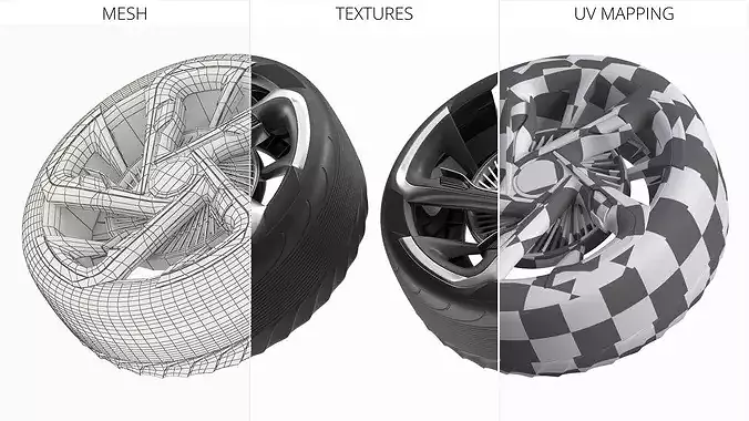 Futuristic Concept Car Wheel 3D model 7