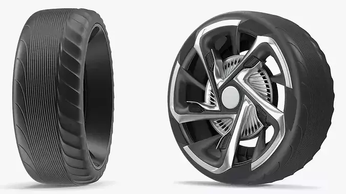 Futuristic Concept Car Wheel 3D model 3