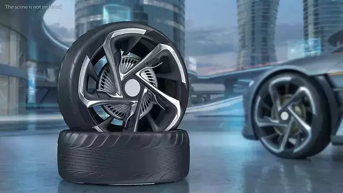 Futuristic Concept Car Wheel 3D model 2