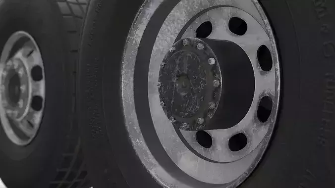 Heavy Duty Truck Wheel Set Black 3D model 6