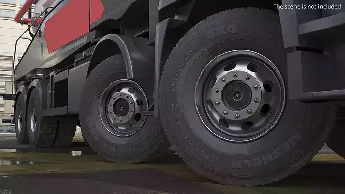 Heavy Duty Truck Wheel Set Black 3D model 2