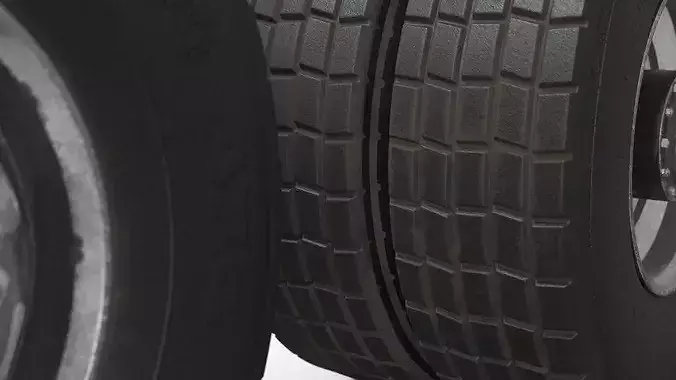 Heavy Duty Truck Wheel Set Black 3D model 5