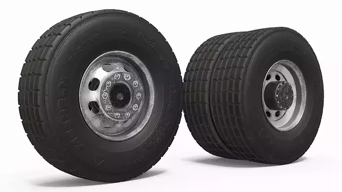 Heavy Duty Truck Wheel Set Black 3D model