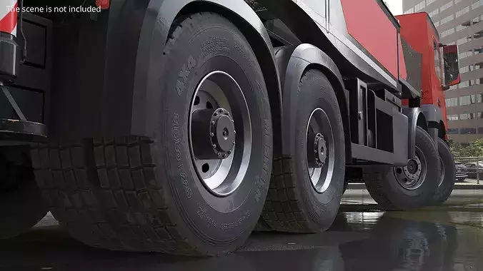 Heavy Duty Truck Wheel Set Black 3D model 3