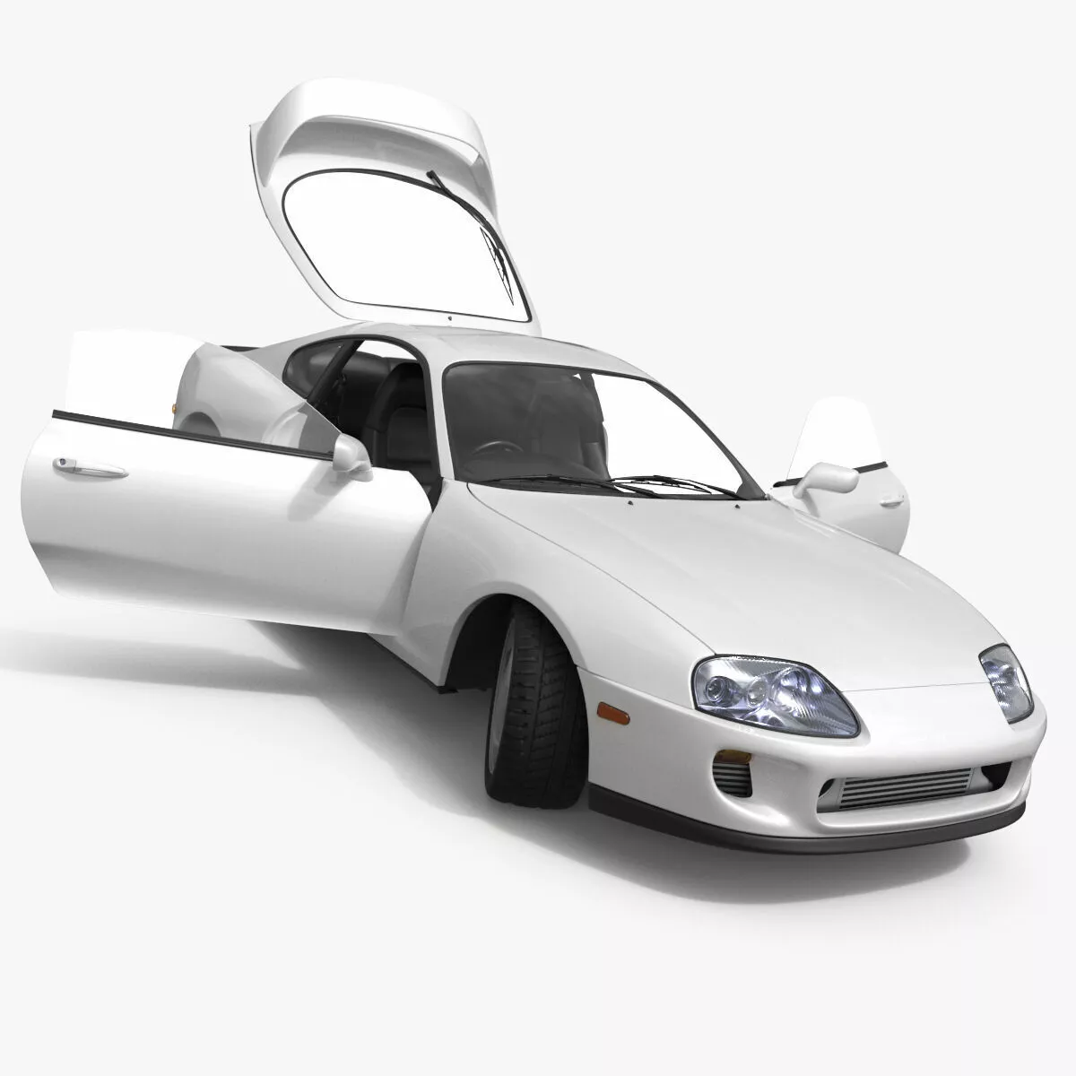 Turbocharged Drift Coupe White Rigged for Maya 3D model