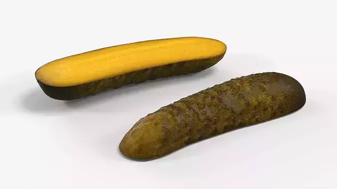Cucumber Pickled Food Half Low-poly 3D model