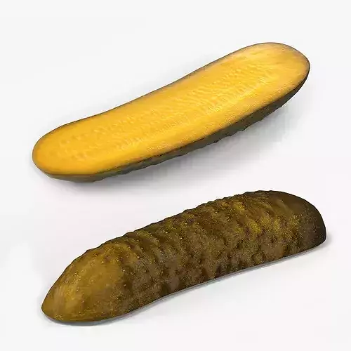 Cucumber Pickled Food Half Low-poly 3D model 2
