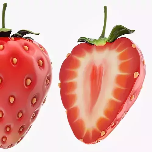 Cartoon Halved Strawberry 3D model
