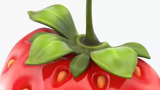 Cartoon Halved Strawberry 3D model 6