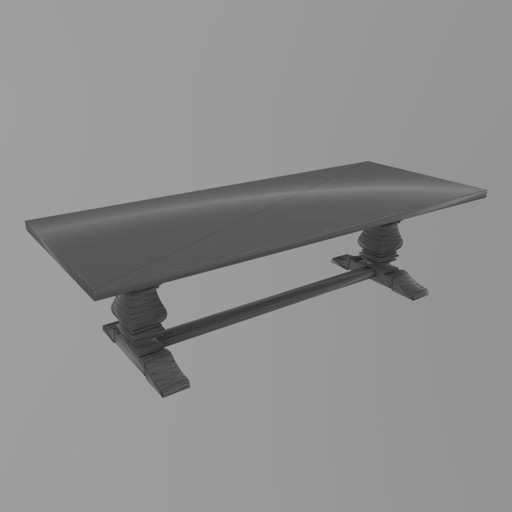 Wooden Table Low-poly 3D model_5