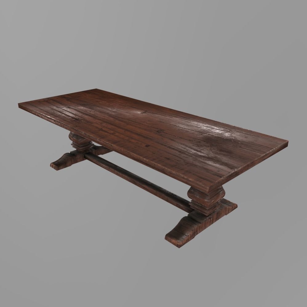 Wooden Table Low-poly 3D model_0