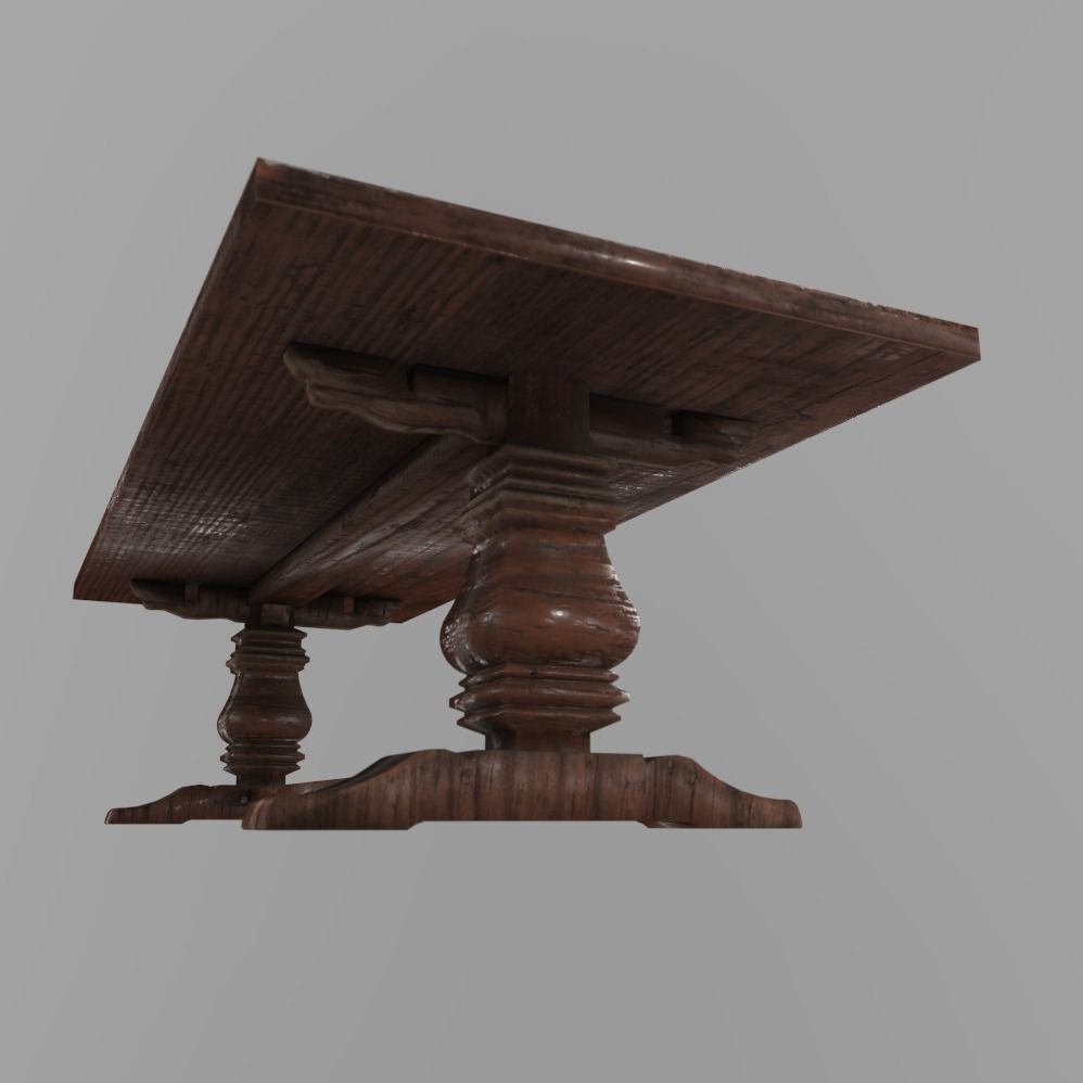 Wooden Table Low-poly 3D model_2