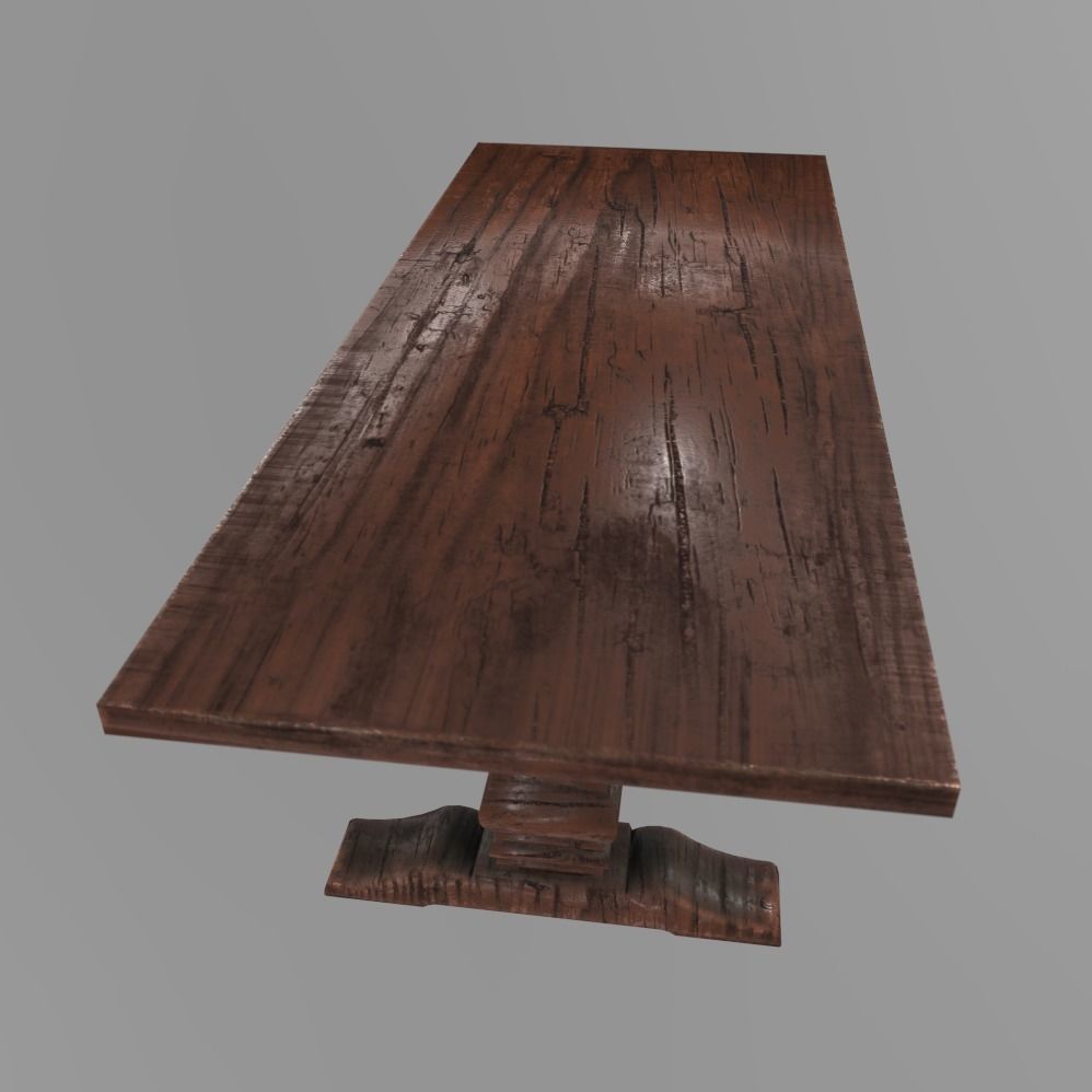 Wooden Table Low-poly 3D model_3