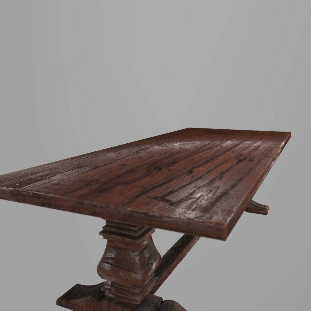 Wooden Table Low-poly 3D model_1