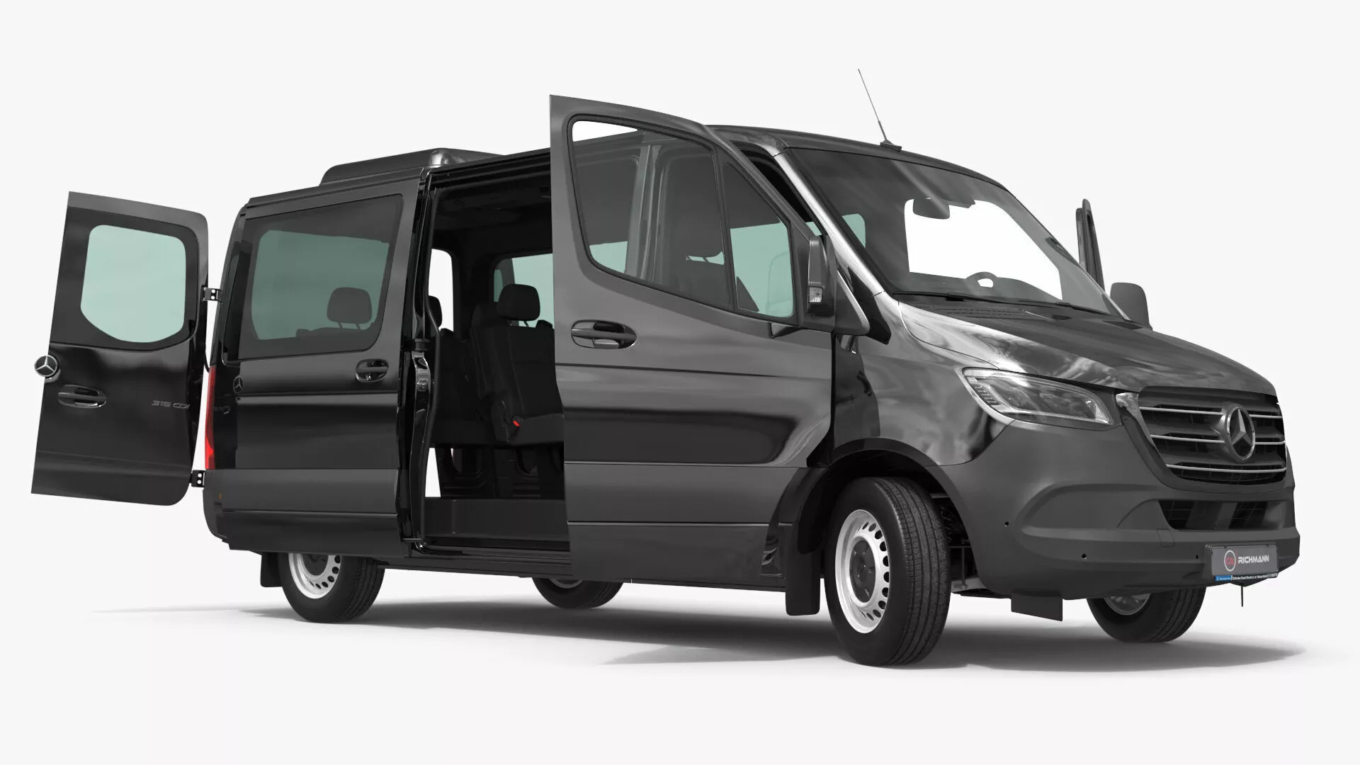 Mercedes Sprinter Tourer 319 Passenger Van Black Rigged 3D model