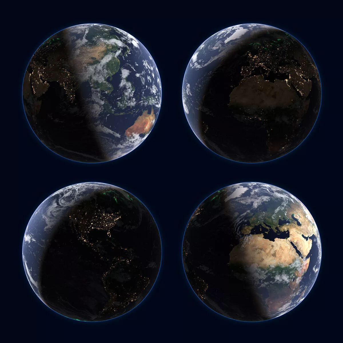 Volumetric Planet Earth with Aurora Borealis For Blender 3D model