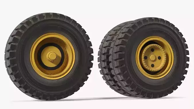 Mining Haul Truck Wheel Set with Two Tires 3D model 4