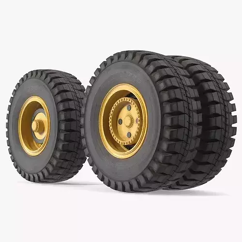 Mining Haul Truck Wheel Set with Two Tires 3D model