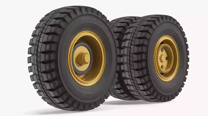 Mining Haul Truck Wheel Set with Two Tires 3D model 5