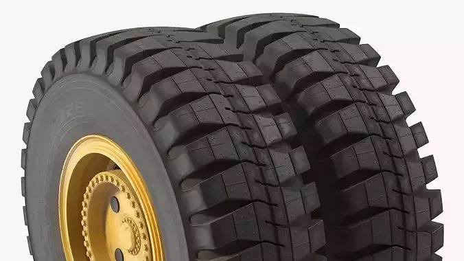Mining Haul Truck Wheel Set with Two Tires 3D model 7