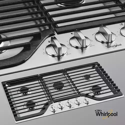 Whirlpool Gas Cooktop Stainless Steel WCG97US 3D model