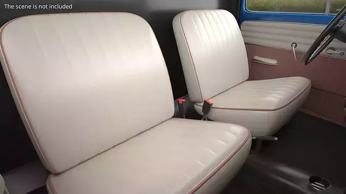 Vintage Automotive Bench Seat Low-poly 3D model 3