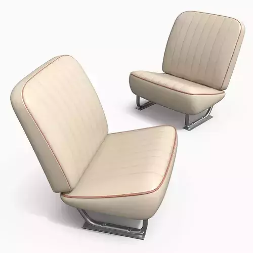 Vintage Automotive Bench Seat Low-poly 3D model 2