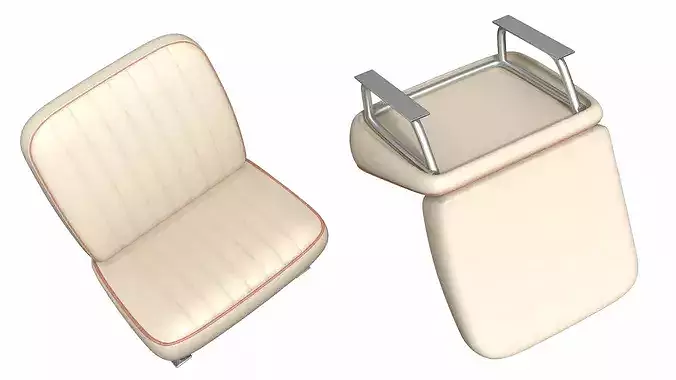 Vintage Automotive Bench Seat Low-poly 3D model 4